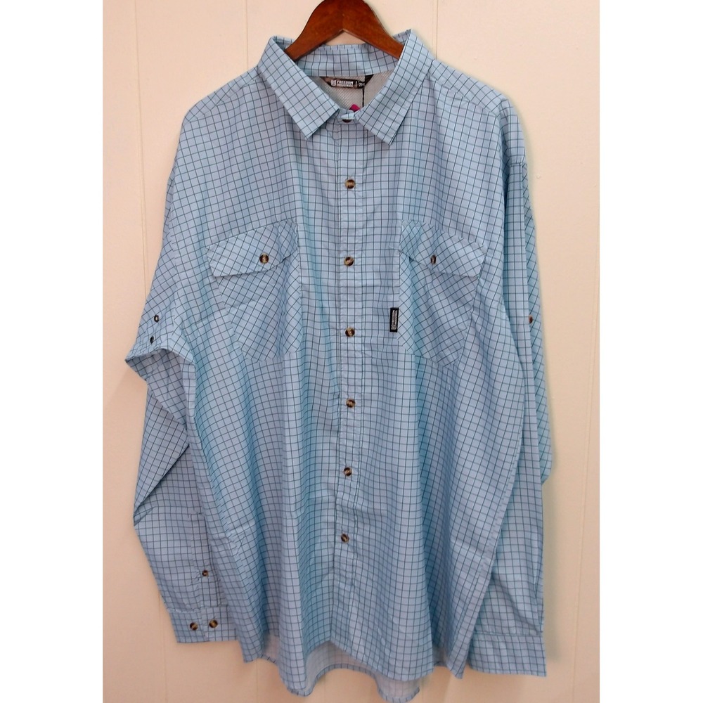 Freedom Industries‎ Mens 2XL Freestone LS Shirt Seafoam Plaid Fishing /#9164